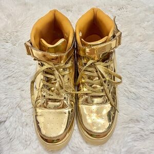 Gold High-Top Sneakers (No Brand and No Size)